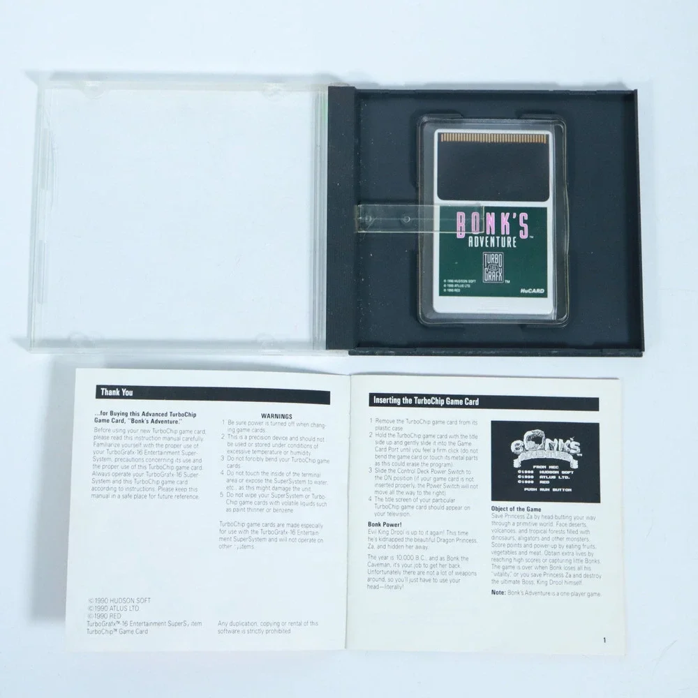 Bonk's Adventure 1990 TurboGrafx 16 Case, Manual, HuCard